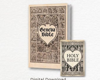 Vintage Bible PDF, 1560 Geneva Bible and 1611 KJV Bible, Digital Facsimile Set, High-Res Old Bible Download