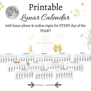 Lunar Calendar 2023 Printable Zodiac Calendar Downloadable Moon