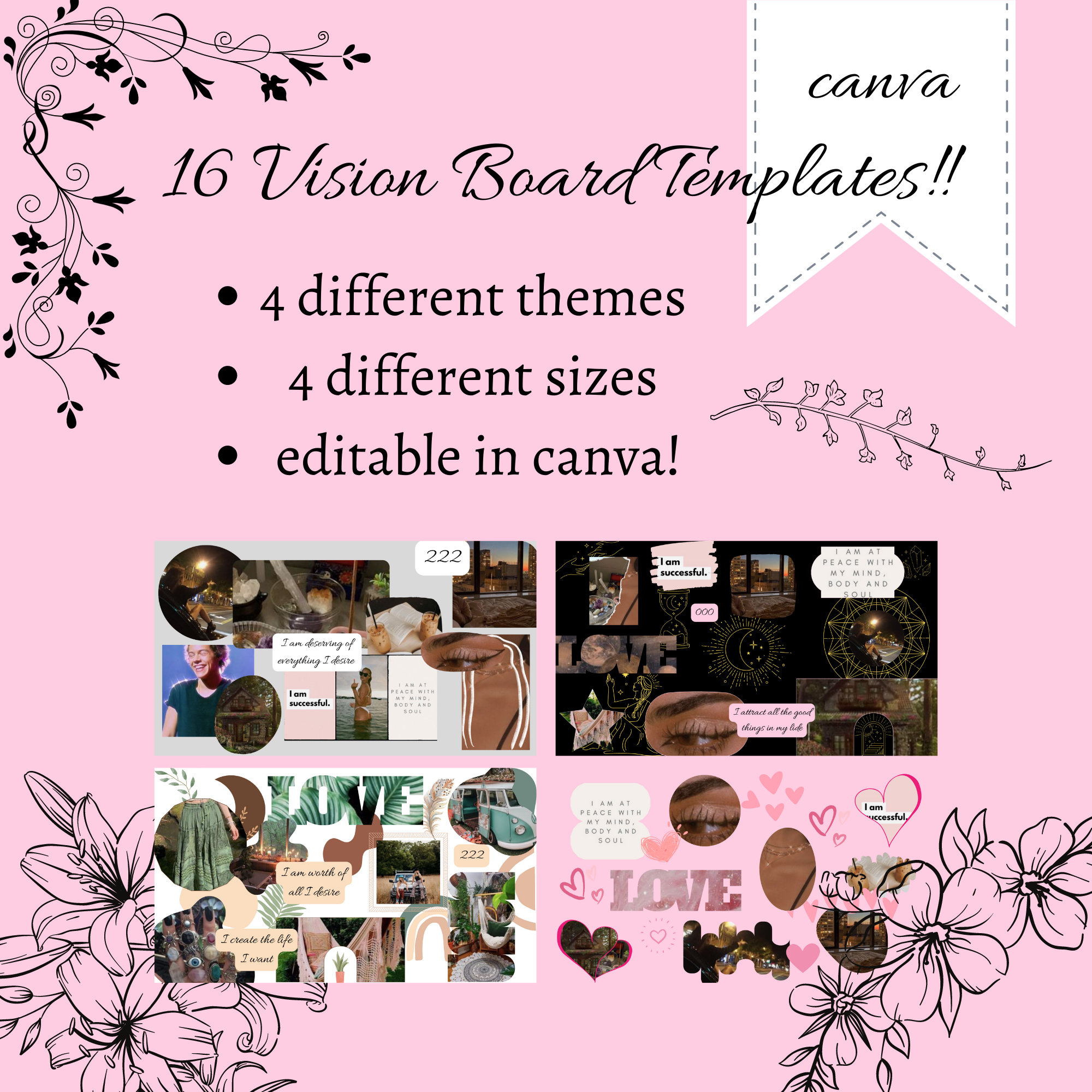 2024 Vision Board Kit Complete Ultimate Bundle Inspirational Dream Board  Motivational Mood Board Positive Goal Board Cream Color Printable