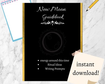 New Moon Guide Cheat Sheet | Grimoire Pages | Printable Instant Download | Moon Phases | Magic Journal | Lunar Phases |