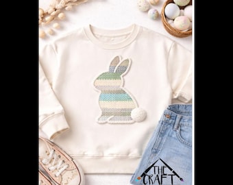 Pastell Osterhase Silhouette | Faux Knit Design (Digitaler Download)