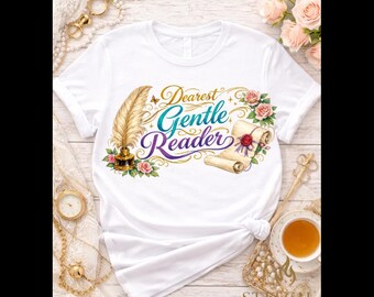 Liebster Leser PNG Bundle, Regency Vintage Zitat Shirt Design, Feder Schriftrolle Bücherwurm, DTF Sublimation
