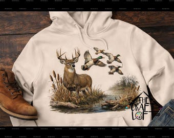 Weißwedelhirsch & Stockenten Enten Teich Motiv | Wildtiere PNG JPG (Digitaler Download)