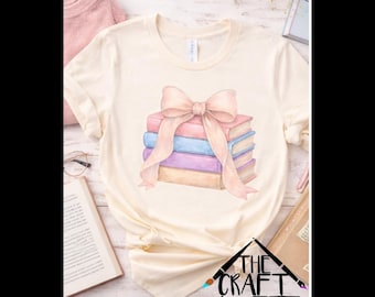 Aquarell Bücherstapel Schleife PNG & JPG | Reader Bookish Digitaler Download