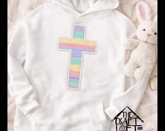 Faux Yarn Er ist auferstanden und Cross PNG & JPG (Digitaler Download)