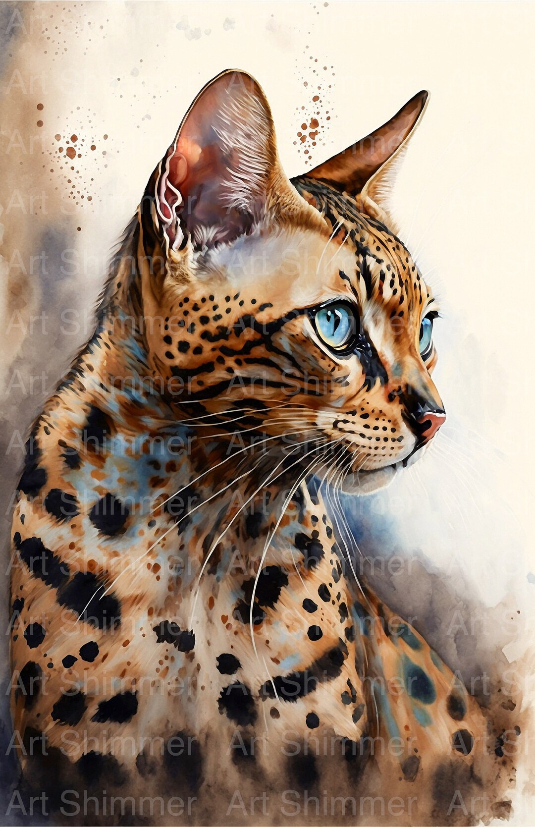 Bengal Cat Painting /printable Bengal Cat Art / Digital - Etsy