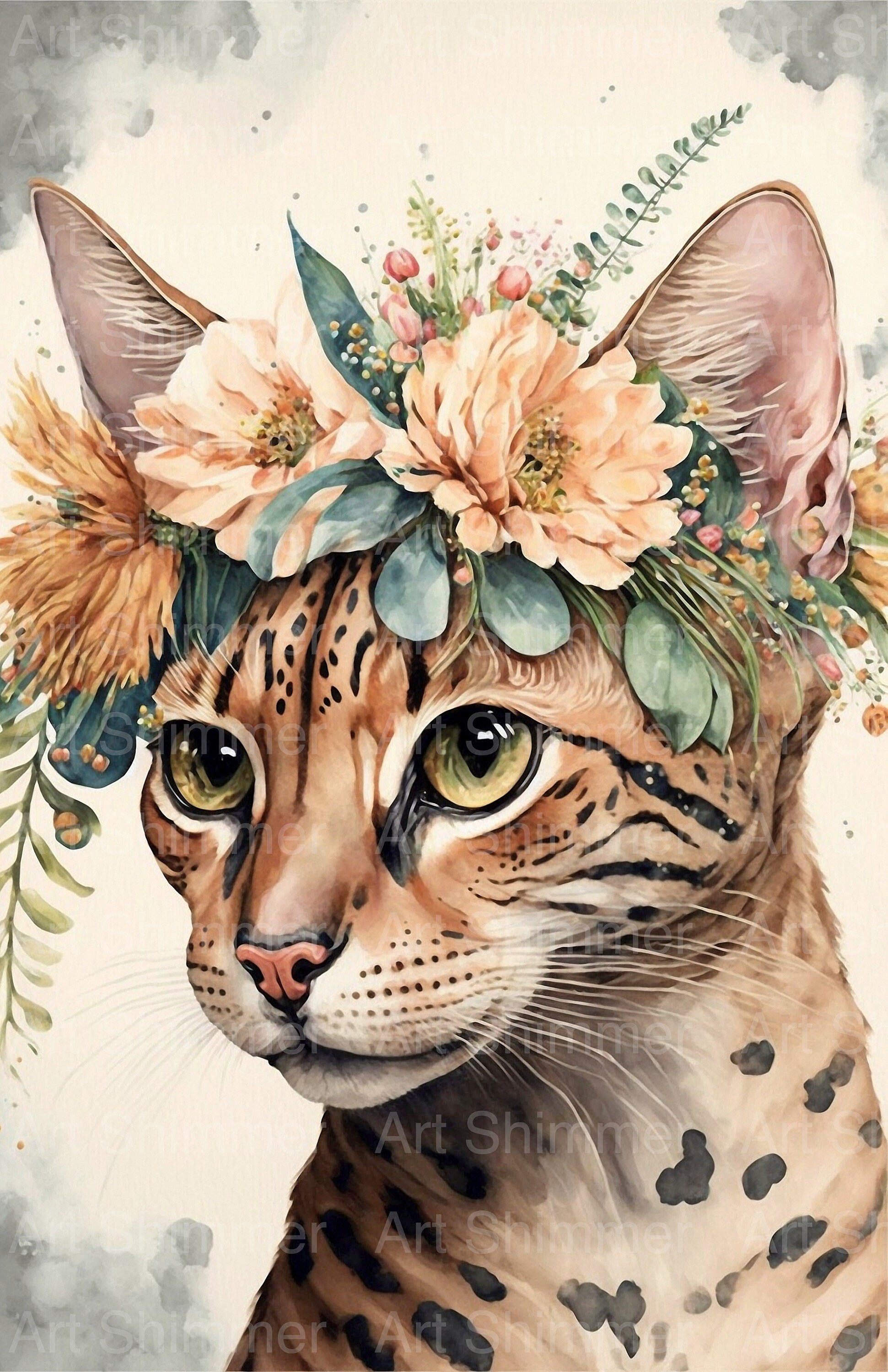 Bengal Cat Painting /printable Bengal Cat Art / Digital - Etsy Ireland