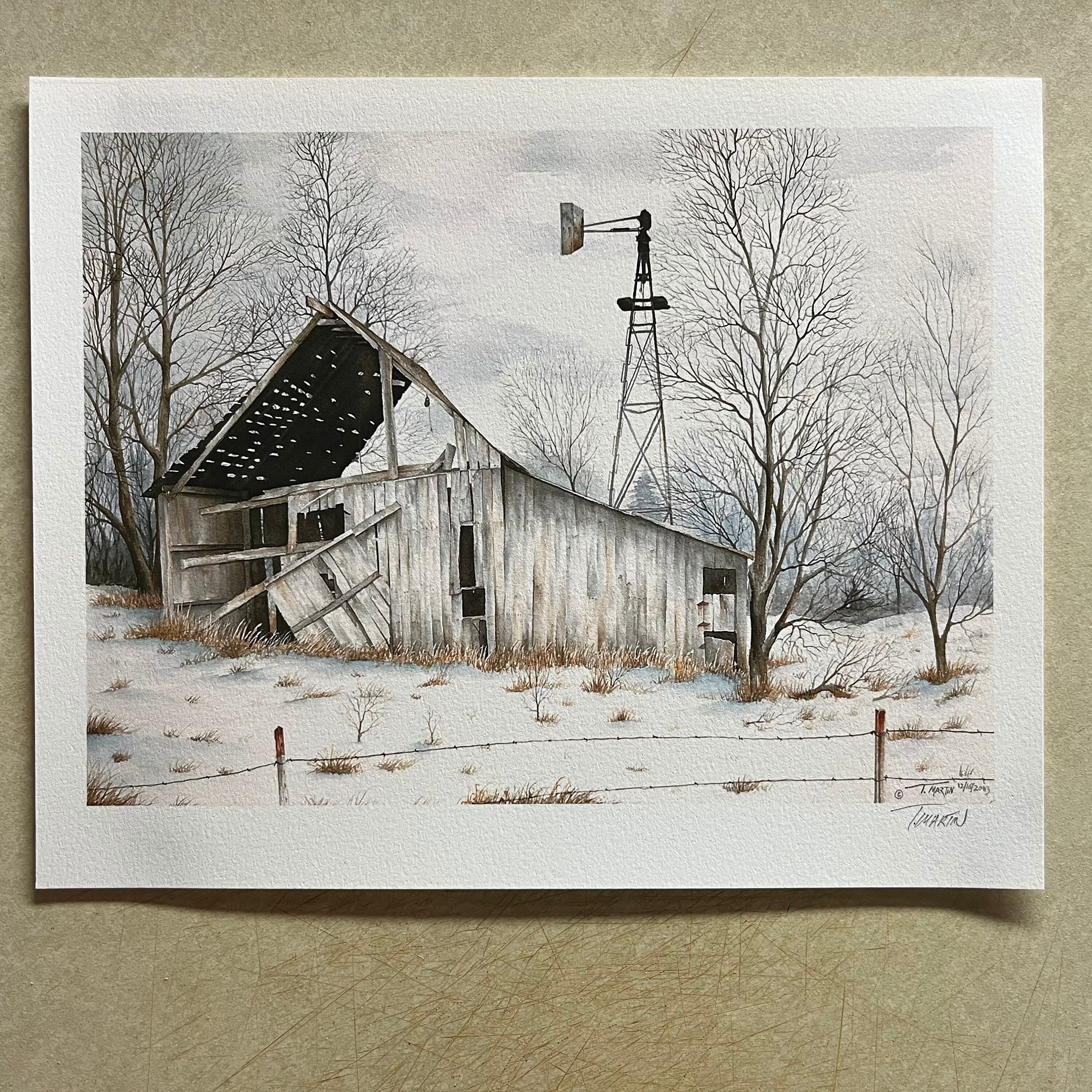 Print of Original Watercolor Painting Barn. Landscape. Farm Decor ...