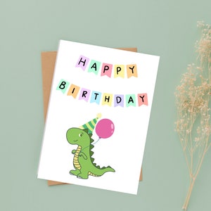 Carte d'anniversaire thème dinosaure RAWR / Téléchargement instantané et carte de tente imprimable / Carte d'anniversaire pour elle / lui / tout-petit / enfant