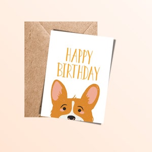 Corgi Happy Birthday Greeting Card / 5x7 téléchargement numérique imprimable / For Hooman & Pet Lover