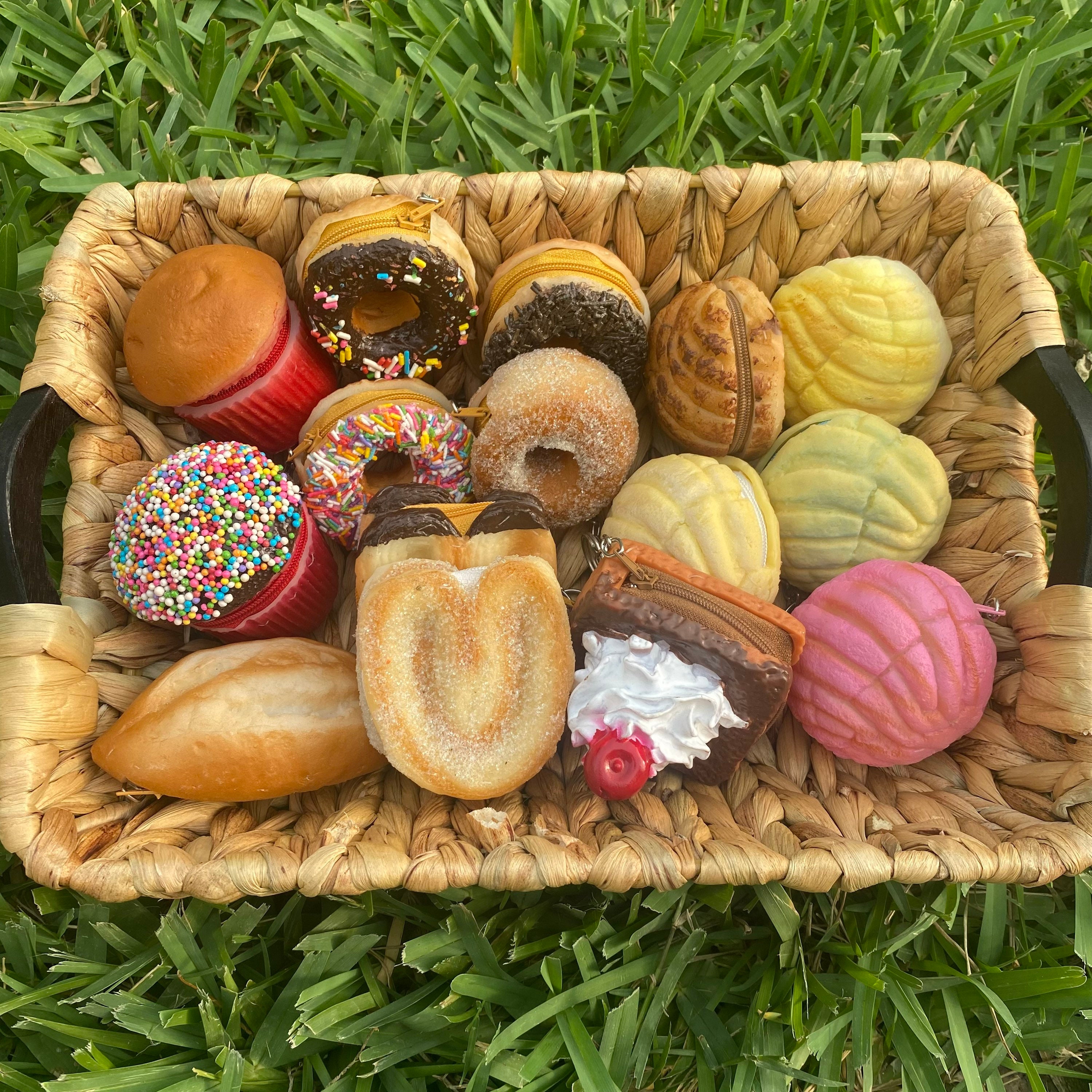 adorbsycreations Mexican Pan Dulce Coin Bag Keychains Gift Idea Cute Coin Bags Sweet Bread Keychains