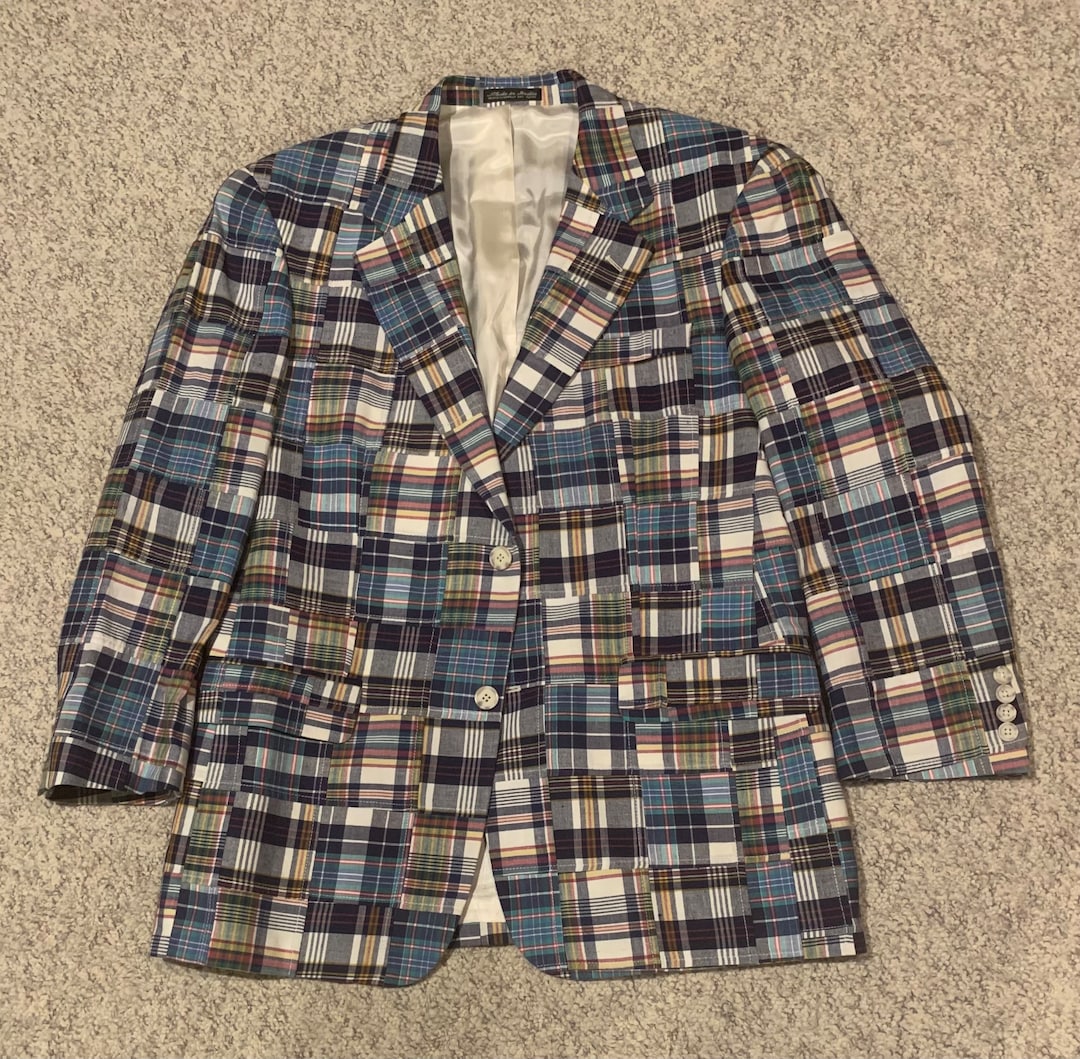 mens patchwork madras sport coat