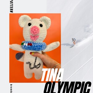Tina de Olympische hermelijn-haakpatroon, amigurumi-hermelijnpatroon, haakpatroon Olympische mascotte, beginnersvriendelijk knuffelpatroon