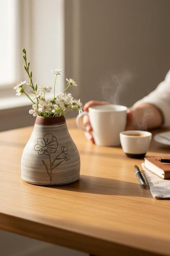 Small matte white ceramic vase – handmade modern minimalist vase – vase for fresh flowers – gift for girlfriend or mother | MW-3