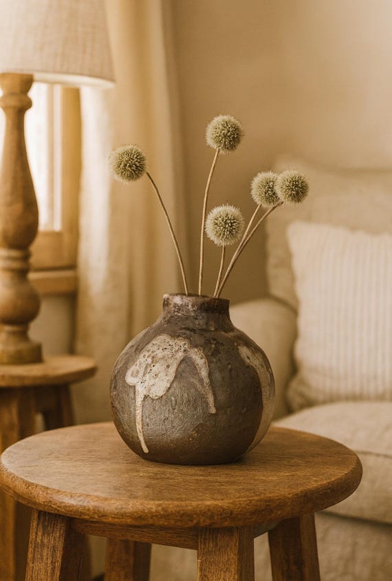 Small vase wood-fired – 11cm ceramic with fiery patina | Unique piece from the wood kiln | Ceramics for flowers & decoration