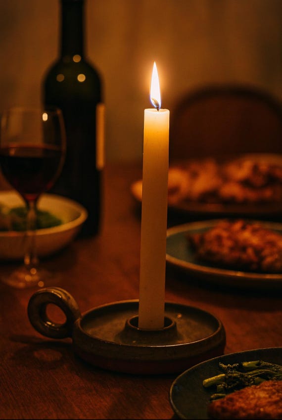 Candle holder with handle – hand-thrown, grey speckled – stoneware candle holder, unique decoration for your home