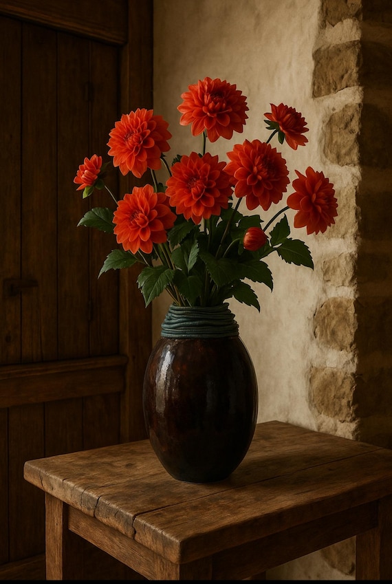 Handmade vase, poetic mix of earth & lightness, for fresh and dried flowers, unique gift