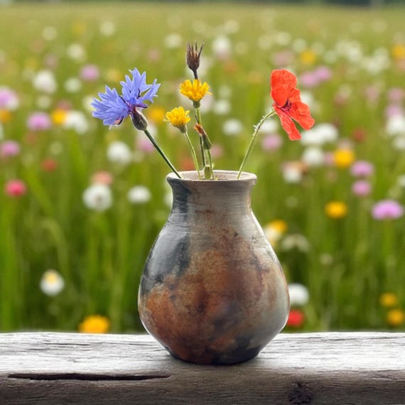 Miniature vase pit fire – small fire unique handmade