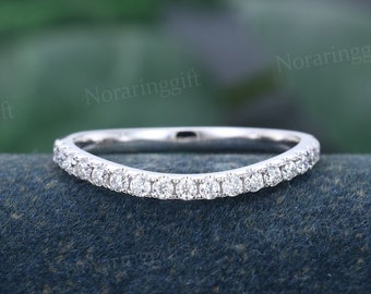 Unik Moissanit Böjd vigselring vitguldring diamantring Art déco-ring Löftesring Brud antik matchande ring Jubileumsring