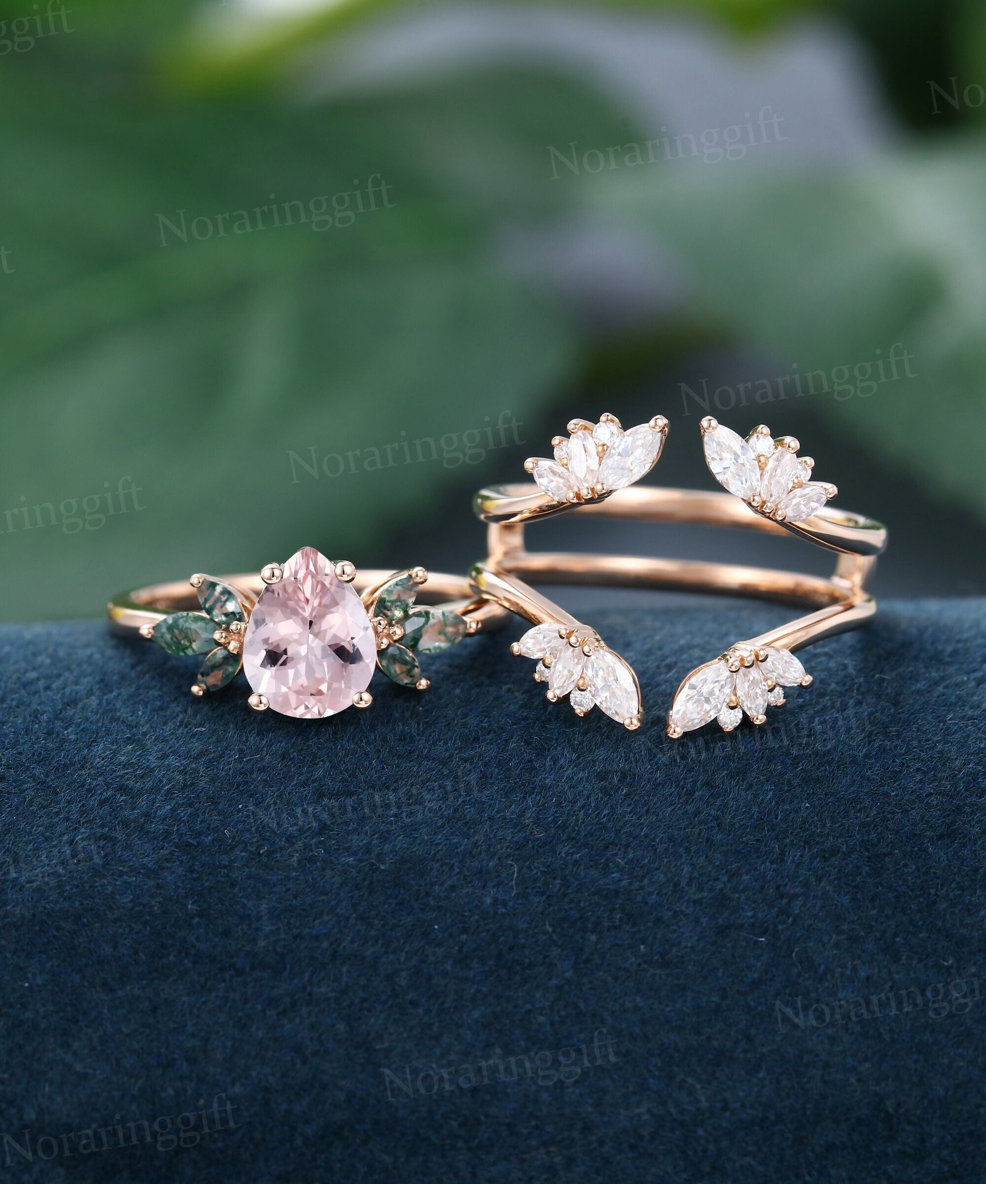 Rose Gold Engagement Ring Set Etsy Singapore