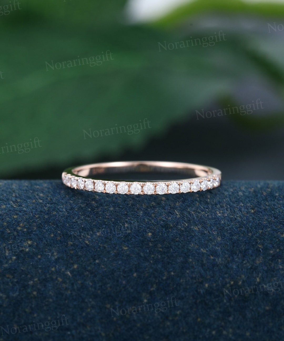 Half Eternity Moissanite Wedding Band Vintage Delicate Rose Etsy