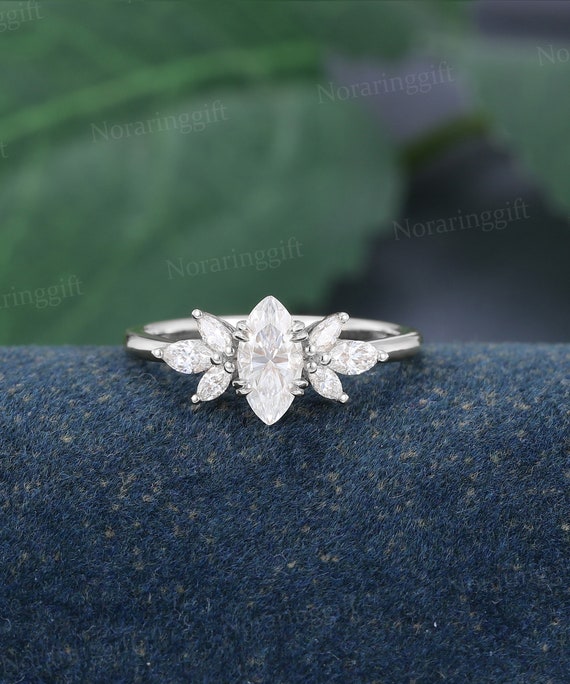 Bague En Argent Massif Style Marquise Avec Décor Florale - Taille 60 - Occasion