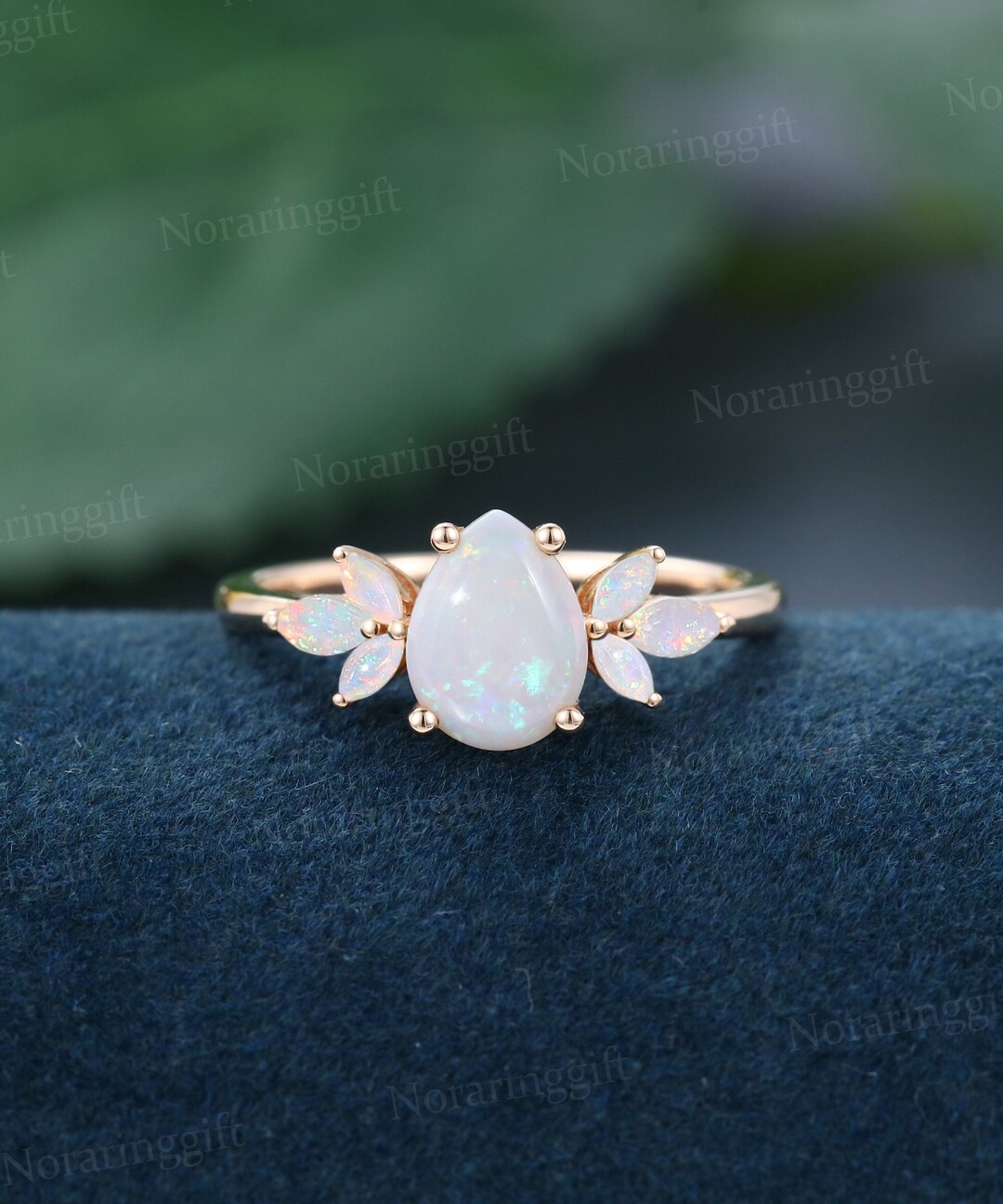 Platinum-Plated Opal Pear Shape Ring main image 0