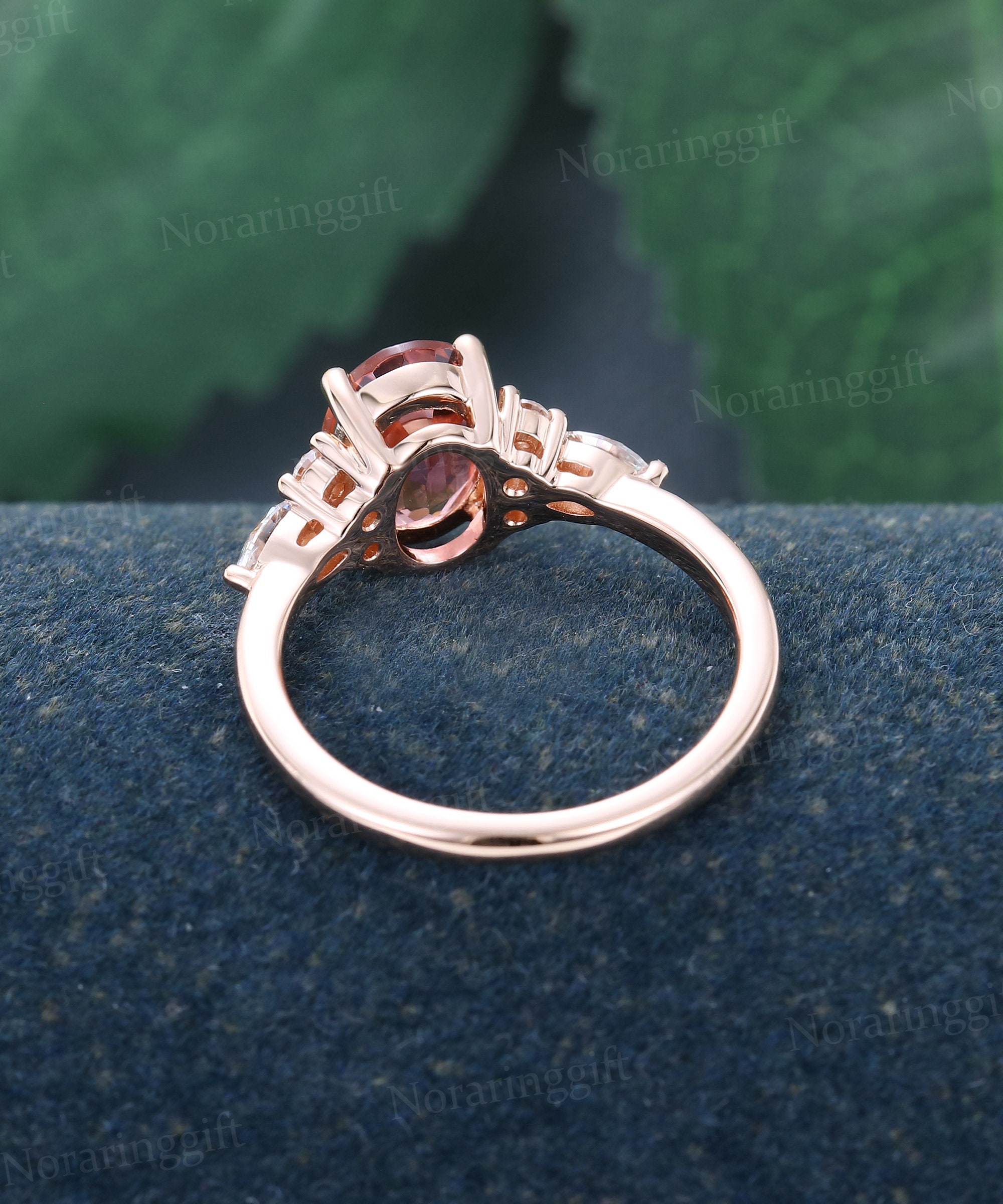 Bague Fiançailles Saphir Rose 3.46ct Ovale Diamants Or Blanc 14k - Fait Main