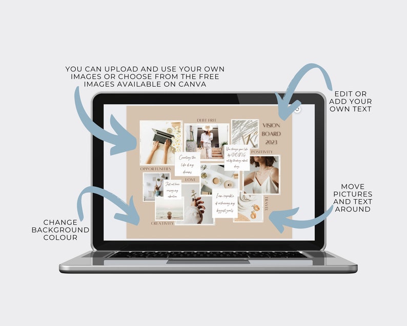 2024 Digital Vision Board Vision Board Template Canva 2024 Etsy