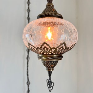 Crackle Glass Pendant Light Hanging Lamp Ceiling Lamp Turkish Moroccan Gothic Lamps Rustic Vintage Lamp shade for Bedroom Kitchen Livingroom