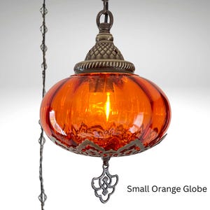Plug in 15ft Chain Cord Hanging Glass Lamp, Swag Plug-in Light, Turkish Moroccan Ceiling Lights for Bedroom, Dining Room