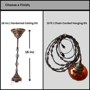 Ceiling kit, hanging kit, pendant light kit, chain cord plug in swag lamp