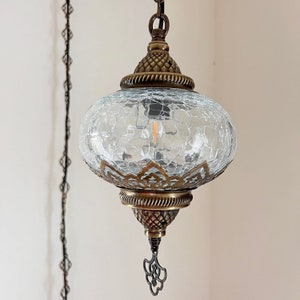 Swag Lamp, Plug in Pendant Light, Hanging Lamp, 15ft Chain Cord, On/Off Switch, E-12 Bulb Included, Turkish Ceiling Glass Lamps image 3