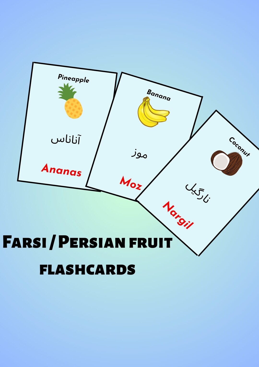 Farsi Basic Fruit Digital Download flashcards, Ebook and Printable - Etsy