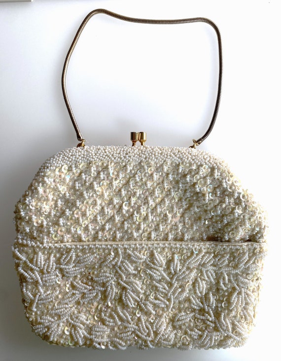 Vintage Evening Bag, Beaded and Sequin Evening Ba… - image 1