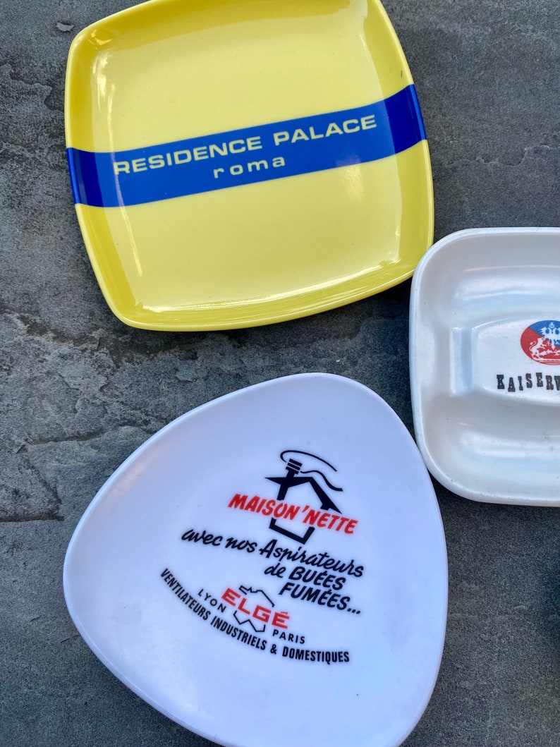 Vintage European Souvenir Ashtrays and Trays, 2 Slot and 4 Slot, Retro Ashtrays, Collectible