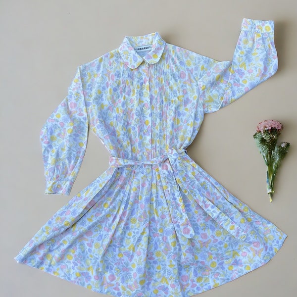 Craely Dress 1960s Shirt Dress Floral Vintage 60s XS/Small