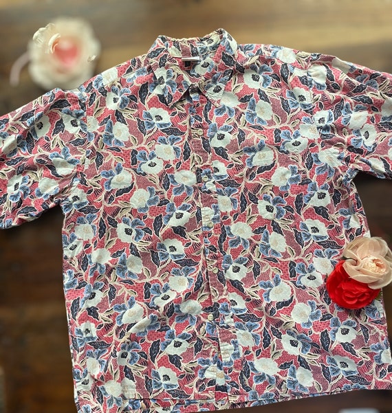 Vintage Men's Hawaiian Shirt, Go Barefoot Hawaiian