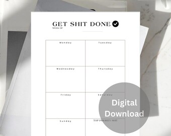 Get Sh*t Done Weekly Planner Printable To Do List Verticle