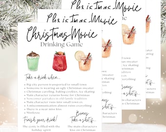 Hallmark kerstfilm drinkspel, afdrukbaar vakantiespel, aftellen naar Kerstmis, 8.5x11 PDF Instant Download