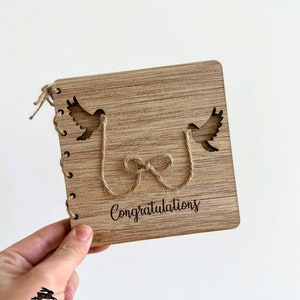 Personalised Wedding Card - Newlyweds Tying The Knot - Unique Wooden Keepsake  - Handmade Laser Engraved Card