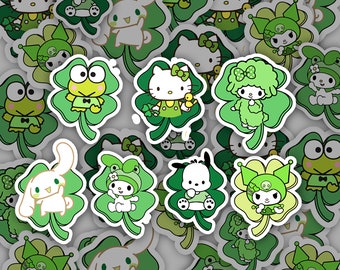 Kawaii Kitty Sticker | Holographic or Glossy White | St Patricks Day