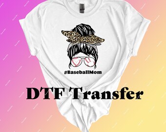 Baseball Mama | Messy Bun | DTF Transfer | Applikation zum Aufbügeln | Bügelfolie | Bildtransfer