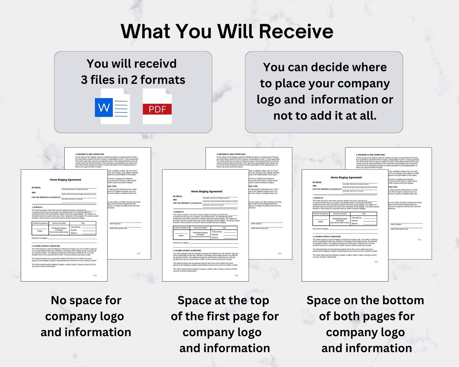 Home Staging Rental Service Agreement Contract, Residential Property
