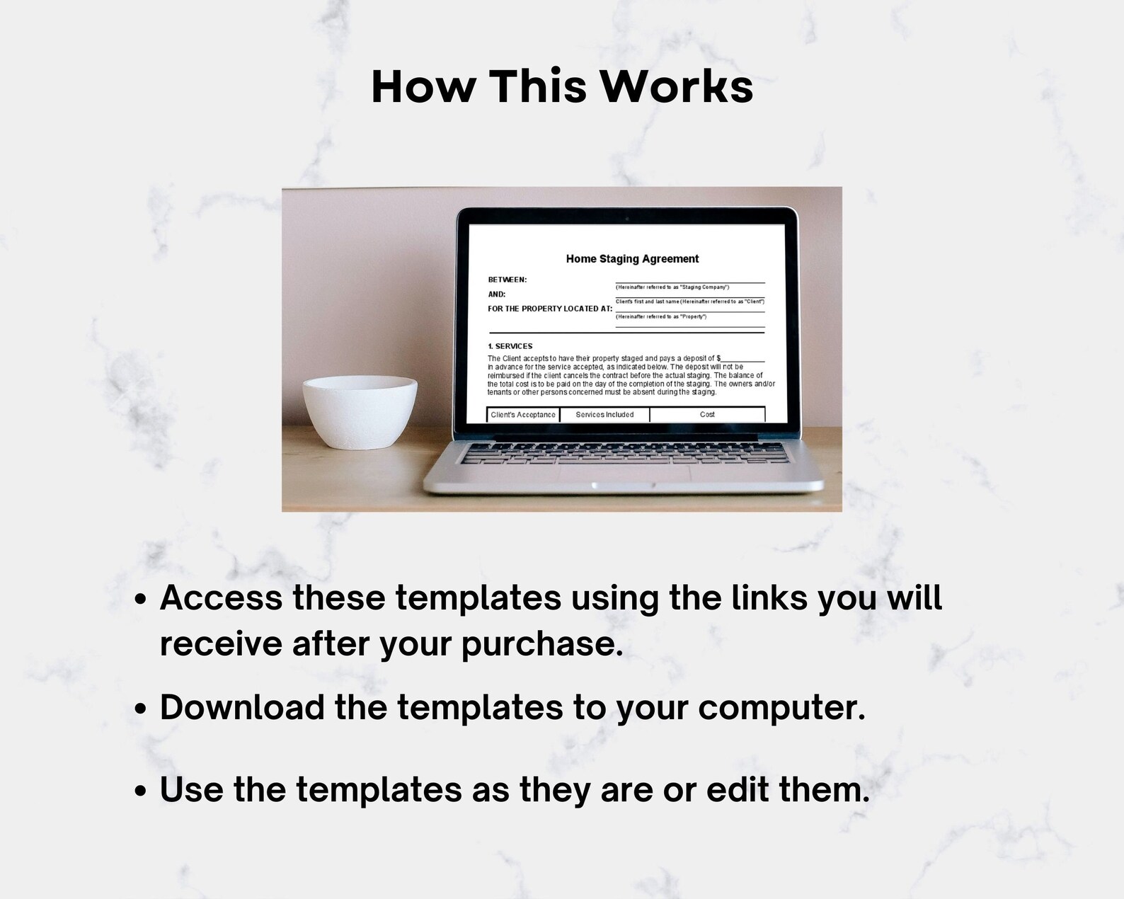 Home Staging Rental Service Agreement Contract, Residential Property