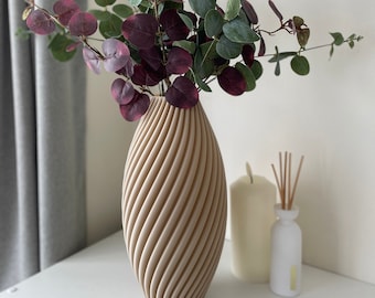 Dekorative Wohndekorvase, 3D gedruckte stilvolle Vase, moderne Trockenblumenvase, einzigartige Innendekoration