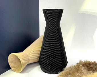 Wazon na kwiaty drukowany w technologii 3D do wystroju domu – wyjątkowy, teksturowany, nowoczesny, minimalistyczny wazon na suszone kwiaty, stylowy prezent i elegancki akcent domowy