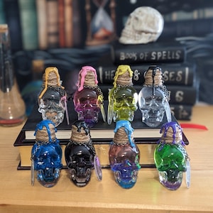 Skull Potion Bottles | Color Changing Potion| Magic Potion| Halloween Potions| Fantasy Potion Bottle| Skull Bottle| Apothecary| Witchy Decor