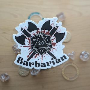Barbarian DND Sticker| DnD Sticker| DnD Class| Dungeons and Dragons| D20 Sticker| DnD Gift| Dungeon Master| Dice Sticker| TTRPG Sticker| RPG