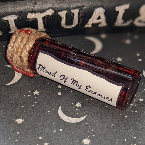 Blood of My Enemies| Apothecary Bottle| Witchy| Witchcraft| Halloween Decor| Horror Decor| Bookshelf Decor| Occult Items| Nightstand Decor